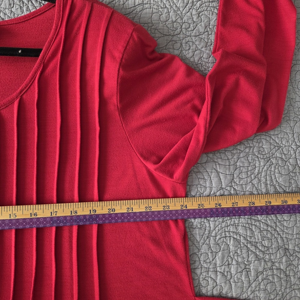 Vtg 90s Diana Marco Dress 18 Jersey Pintuck Tie Back Maxi Red Cottage Holiday - Picture 9 of 10
